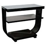 Art Deco Black Lacquered Two-Tier Occasional Table.
